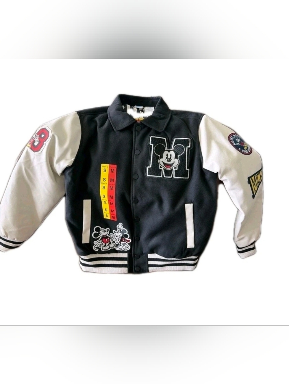 Mickey Mouse Disney Varsity Letterman Jacket Unisex Men’s S Women’s M Black
